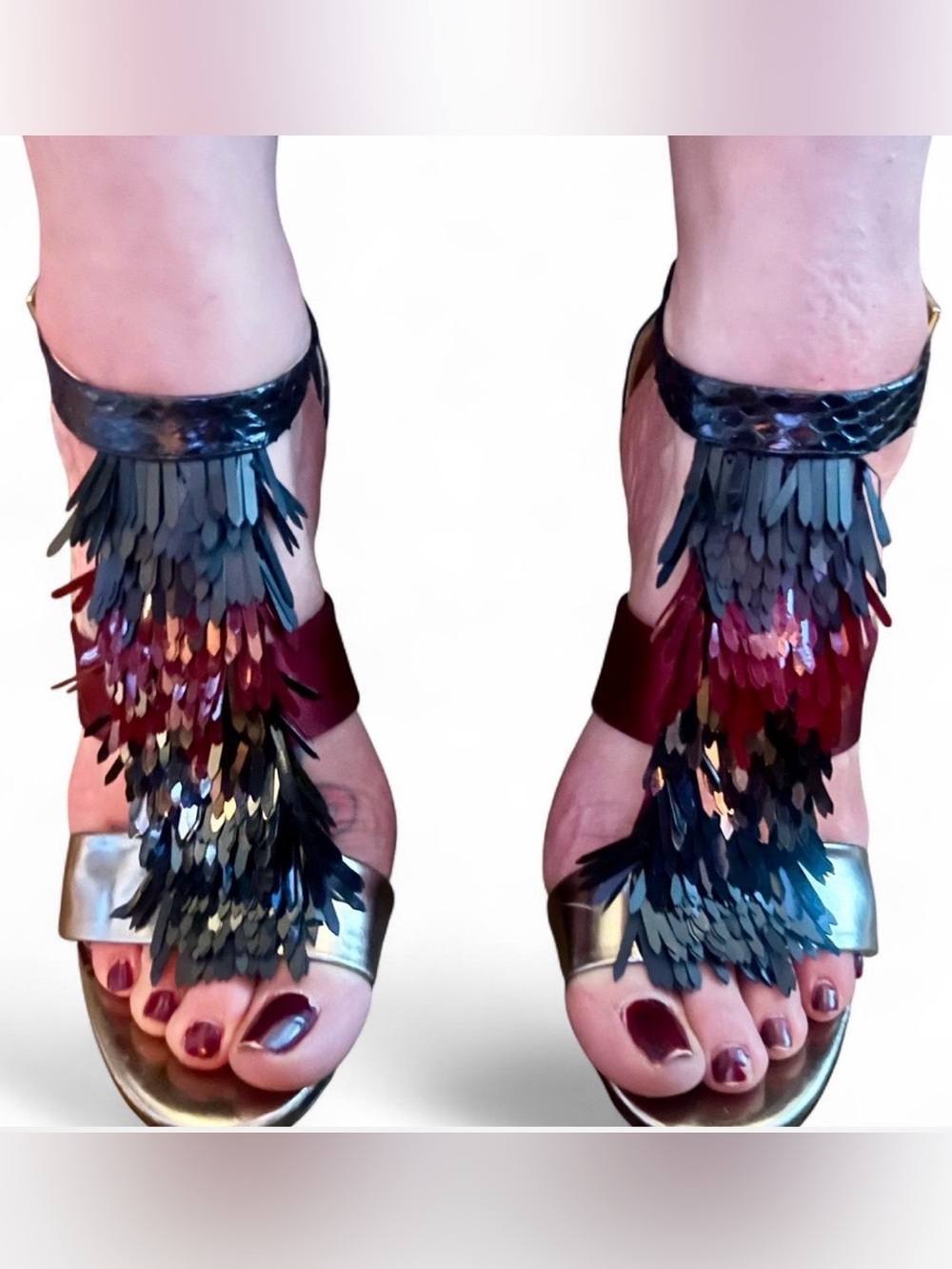 Authentic Jimmy Choo Multicolor Fringe Sandals